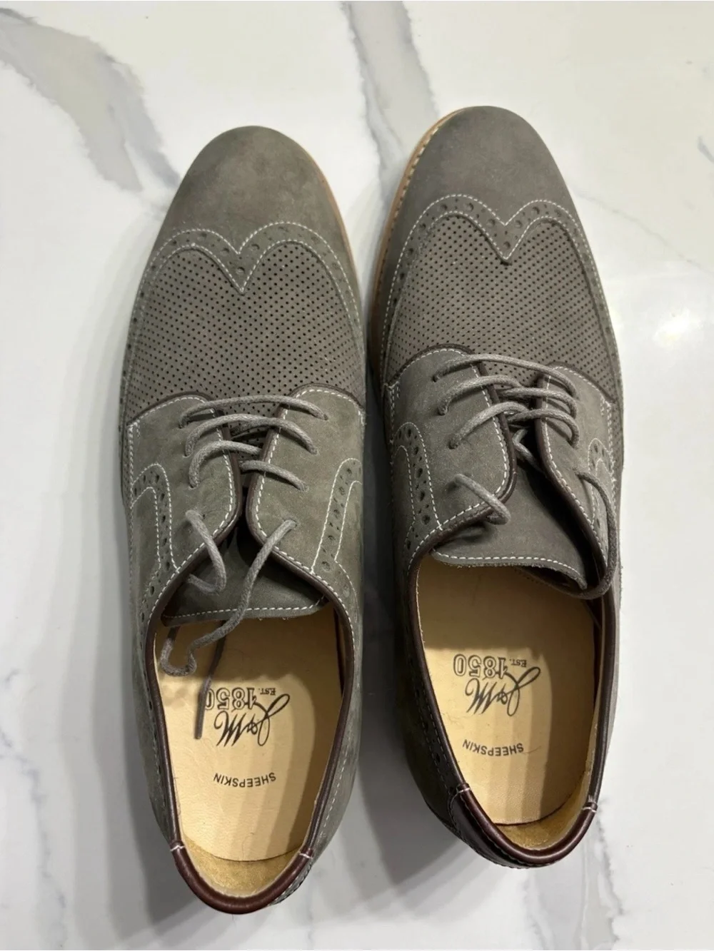 Johnston & Murphy Gray Suede Wingtip Derby Shoes